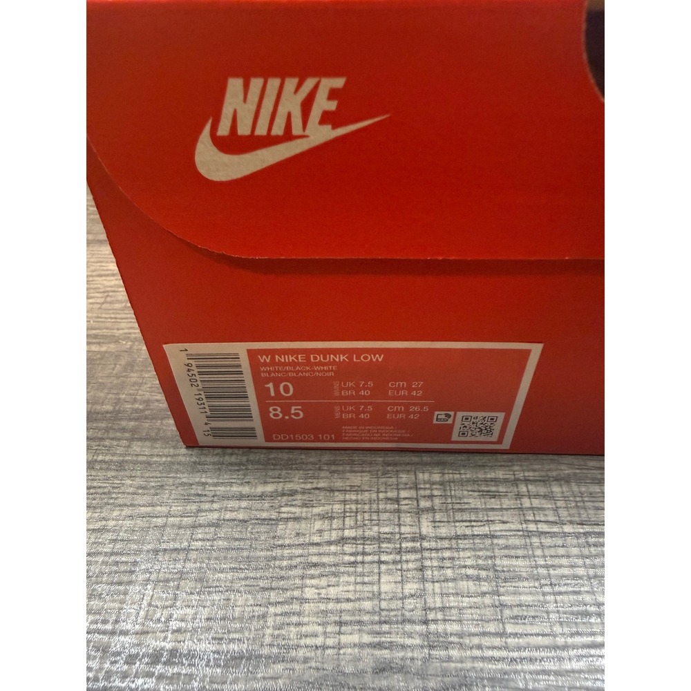 Nike Dunk Low Panda White Black Sneakers DD1503-101 Womens 10 Mens 8.5